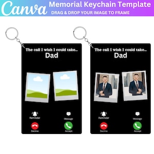 Plantilla editable de Canva de llavero conmemorativo, llavero de foto personalizado, en memoria amorosa para siempre en nuestros corazones, regalo de simpatía, regalo conmemorativo
