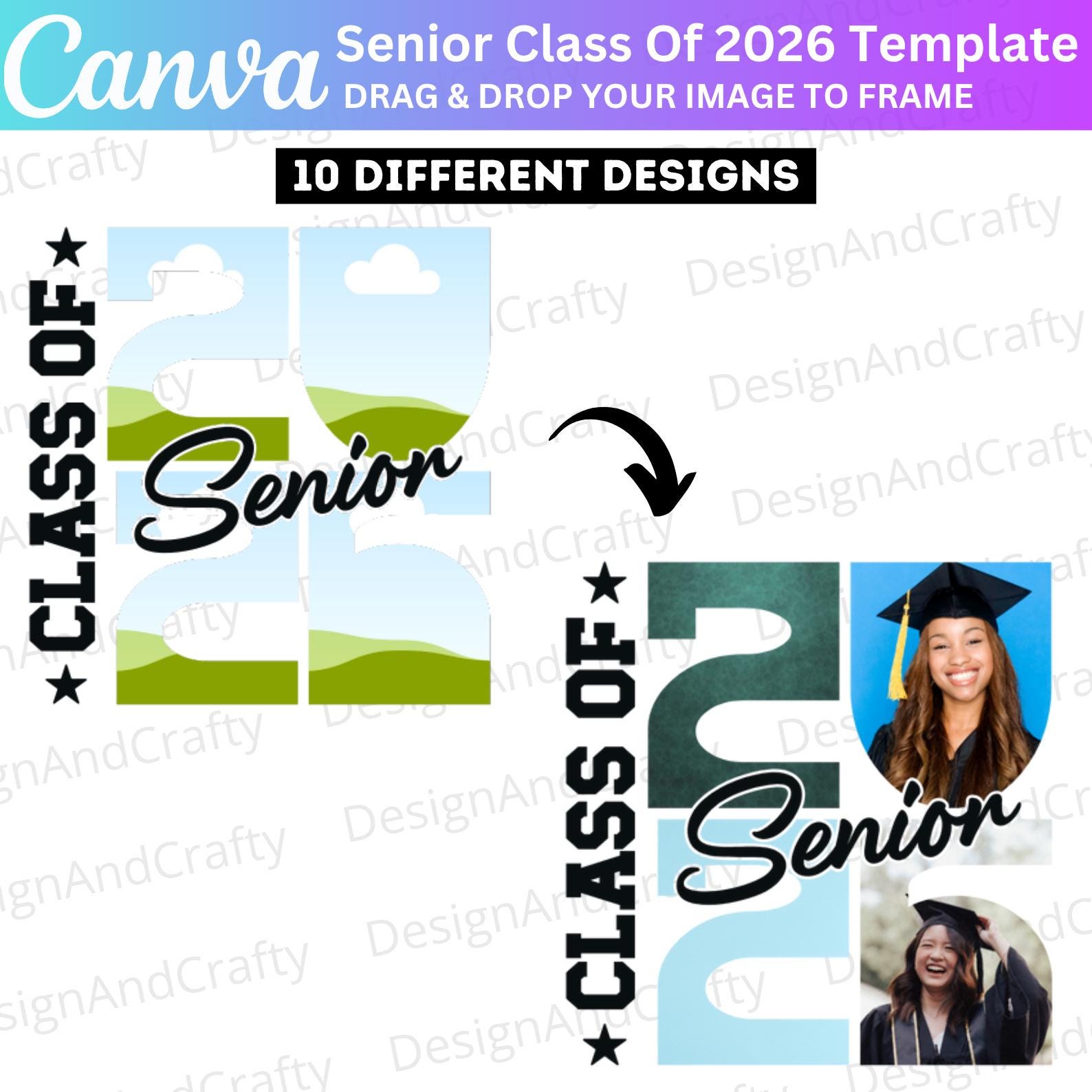 10 Editable Senior Frame 2026 Template, Senior Class of 2026 Canva ...