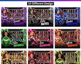 10 Cheerleading Memory Mate Canva Template, Editable Cheer Photo Collage, Senior Night Keepsake, Team & Individual Sports Picture Designs