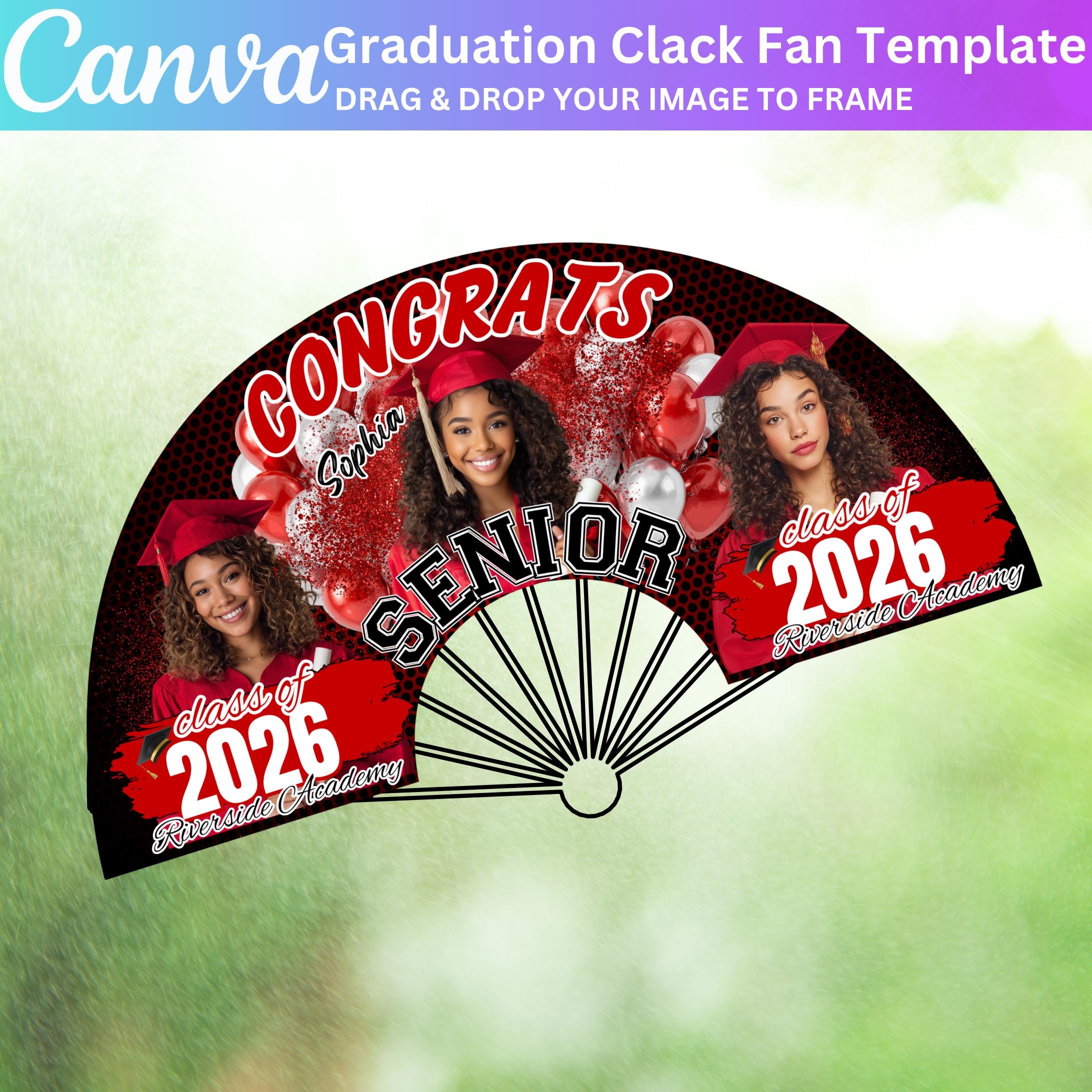 20 Graduation Clack Fan Canva Editable Template, Grad Class of 2026 ...