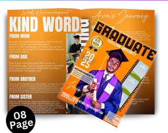 Graduation Magazine Canva Editable Template, Senior 2025 Graduation Invitation, Senior Magazine Template, Free Magazine Cover Digital Design