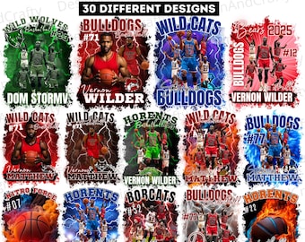 Plantilla editable de Canva para 30 camisetas de baloncesto, diseño de camiseta de rap pirata en Canva, diseño de baloncesto para la noche de los jugadores senior de baloncesto (completa con tus propios diseños).