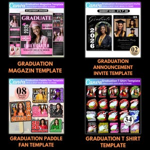 Abschluss Mega Bundle Canva Templates, Class of 2026 Grad Kit, Bootleg Shirts, Fan Paddles, Zeitung, Stola, Banner, Partygeschenke, Dekor Bild 11