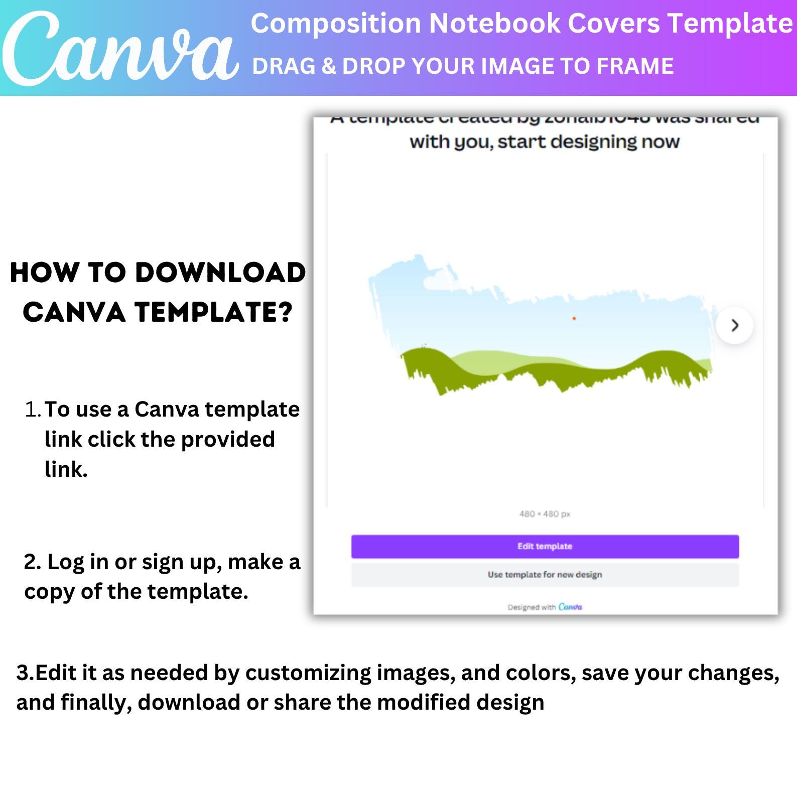 12 Composition Notebook Cover Template Bundle, Editable Canva ...