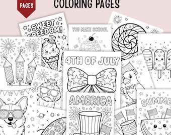 Paquete de páginas para colorear del 4 de julio para niños, 30 hojas imprimibles patrióticas, paquete de actividades del Día de la Independencia, descarga instantánea en PDF.