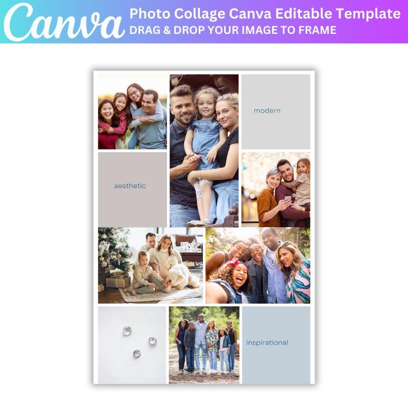 Editable Photo Collage Gift Template, Editable Canva Frames Template ...