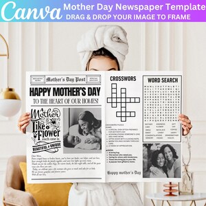 Mother&#39;s Day Newspaper Canva Editable Template, Mother Day Canva Template, Newspaper for Mom Canva Template Printable Mother&#39;s Day Card Gift