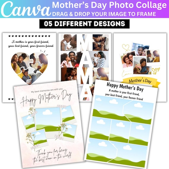 Mother's Day Canva Photo Collage Template Bundle, Mom Canva Photo Frame Template, Mom Canva Frame, The Best Mom Ever Canva Template