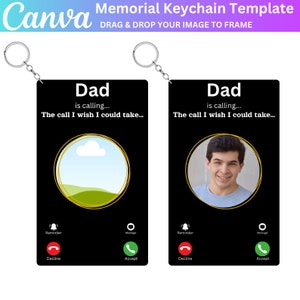 Plantilla editable de Canva de llavero conmemorativo, llavero de foto personalizado, llavero conmemorativo editable, llavero en memoria amorosa, regalo de simpatía