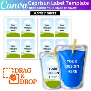Capri Sun Canva Template, Editable Juice Pouch Label, Blank Capri Sun Canva Template, Birthday Party Favor Canva, Custom Capri Label Designs