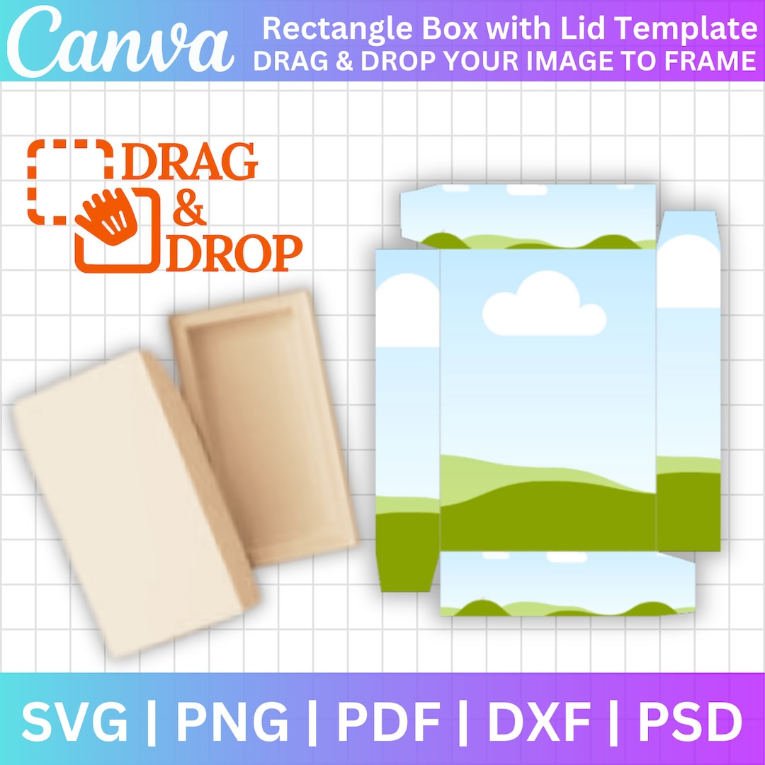 Rectangle Box With Lid Canva Editable Template, Rectangle Box Svg Png ...