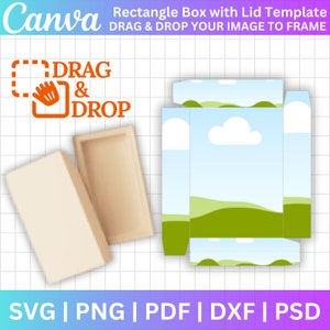 Boîte rectangle avec couvercle, modèle modifiable sur toile, boîte rectangle Svg-PNG, boîte avec couvercle, modèle, boîte pour cartes à jouer, boîte cadeau rectangle