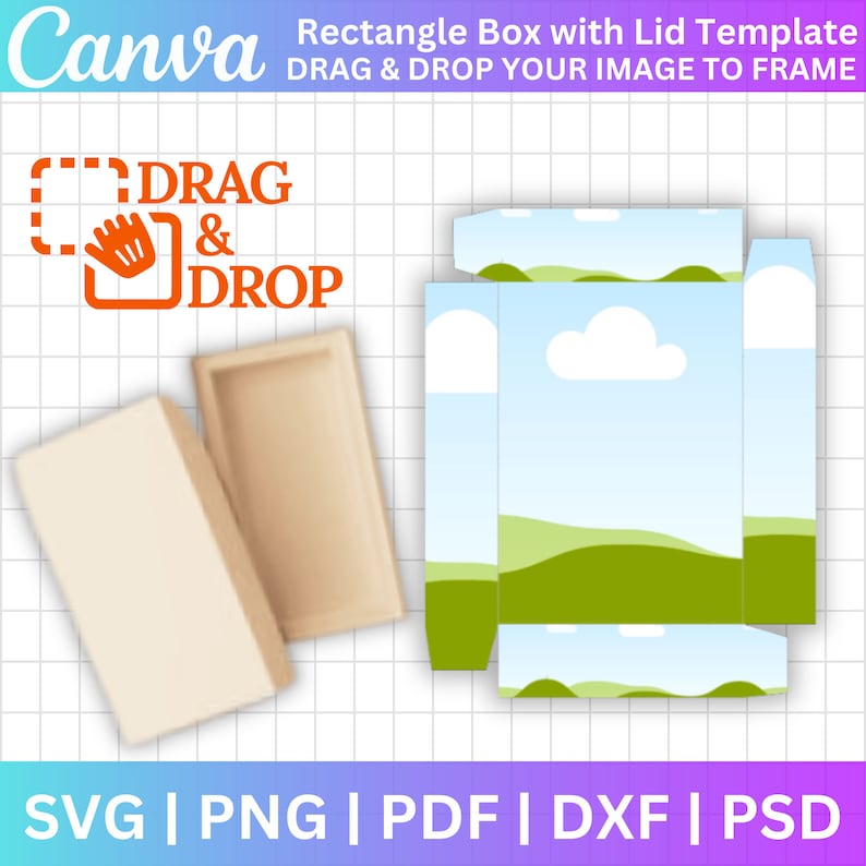 Rectangle Box With Lid Canva Editable Template, Rectangle Box Svg Png ...