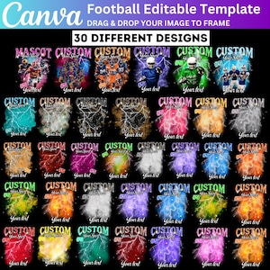 Football Editable Canva Template, Mascot Shirt Canva Template, Custom Football School, Photo Collage Shirt, Football T shirt Sublimation