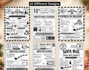 10 Christmas Shipping Labels Canva Template, Santa Mail Sticker Label, North Pole Christmas Labels, 4x6 Shipping Labels, Digital Download