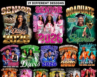 19 Graduation tshirt Bootleg Canva Template, Editable Graduation t shirt Bundle, Class of 2026 Grad Designs, Graduation Sublimation Digital