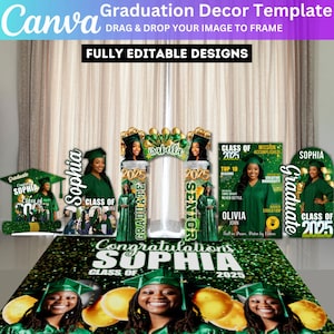 Custom Graduation Decor Bundle, Custom Shape Graduation Entrance Arch, Class of 2025 Magazine Backdrop, Hat Arch Wall, Floor Wrap Decor Set