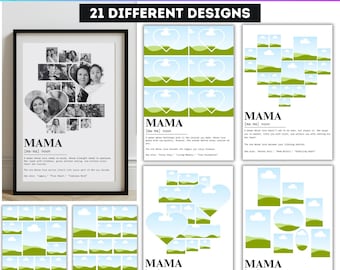 Mama Definition Photo Collage Canva Editable Template, Mom Photo Collage Designs, Sentimental Gifts, Mothers Day Gifts Editable Canva Frame
