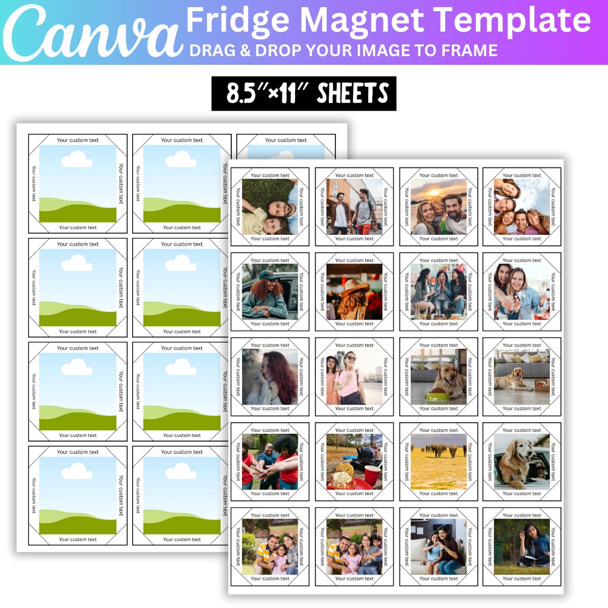 Fridge Magnet Canva Editable Template Bundle, Photo Magnet Template ...