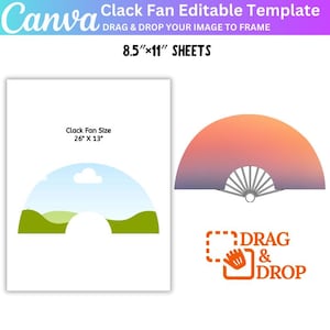 Clack Fan Canva Editable Template, Chinese Fan Template, Festival Hand Fan, Hand Fan Template, Printable, DIY, Canva Editable, Digital File