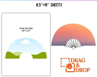Clack Fan Canva Editable Template, Chinese Fan Template, Festival Hand Fan, Hand Fan Template, Printable, DIY, Canva Editable, Digital File