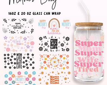 May include: A set of 22 digital designs for Mother's Day, featuring various designs with floral patterns, rainbows, and text. The designs are perfect for creating custom tumblers, mugs, and other crafts. The designs include phrases like "Happy Mother's Day", "Mom You Are Awesome", "Best Mom Ever", "Mom Life is the Best Life", "Super Mom Super Wife Super Tired", and "Mama Mama Mama".