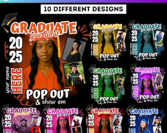 Graduation Photo Editable Canva Template, Pop Out and Show Em Canva Template, Graduate 2025 Senior Template,  Sublimation T-Shirt Designs