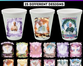 Funeral Cup Sticker Canva Template, In Loving Memory Styrofoam Cup Label, Editable Styrofoam Cup, Celebration of Life Favor Digital Files