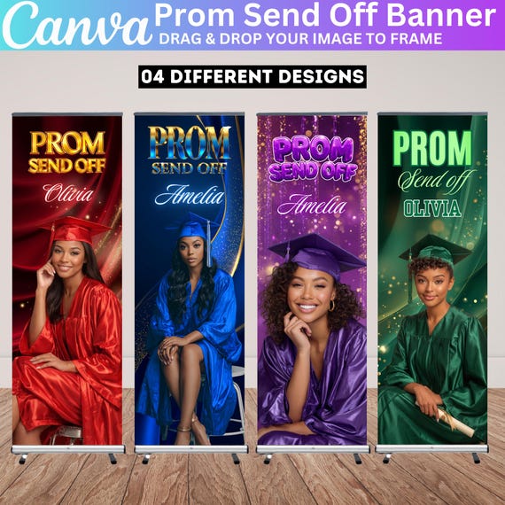 Prom Send Off Banner Canva Template, Editable Prom Party Banner, Senior Prom Night Decoration, Printable Prom Backdrop Sign Instant Download