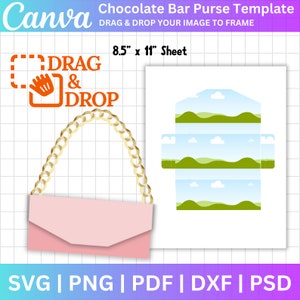 1.55oz Chocolate Bar Purse Canva Editable Template, Bar Purse Template, Chocolate Bar Purse Wrapper, Wrapper Template, Digital Download