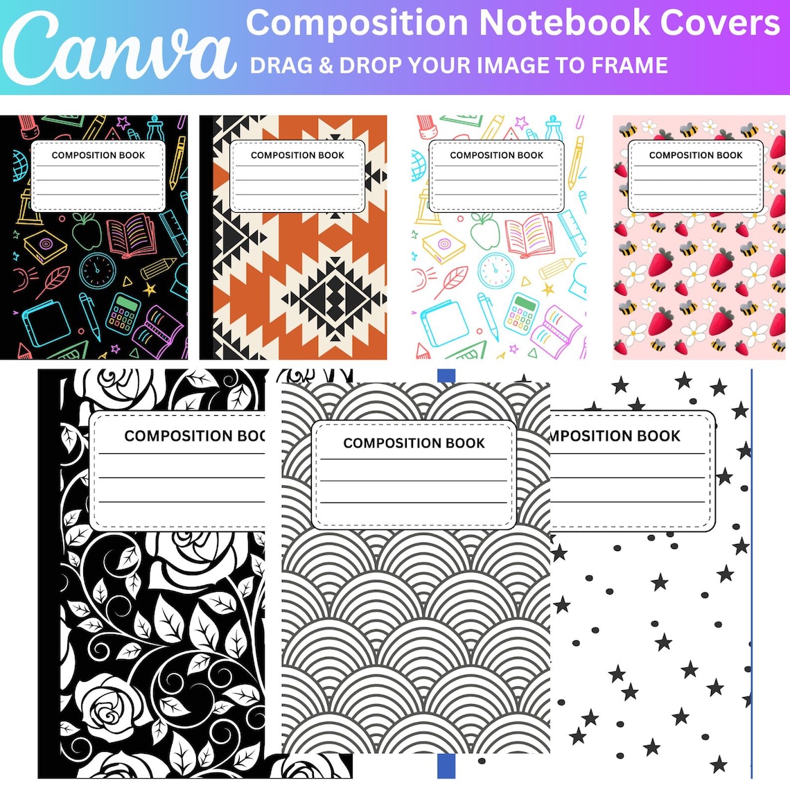 25 Composition Notebook Covers Bundle, Coquette Bows Composition ...