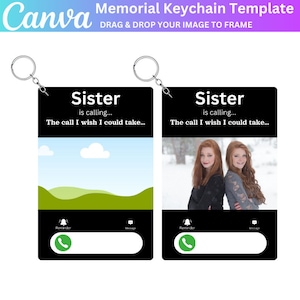 Llavero conmemorativo Plantilla editable Canva, Llavero fotográfico, Llavero conmemorativo editable, Llavero en memoria amorosaLa llamada que desearía poder hacer