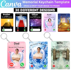 Memorial Keychain Canva Editable Template, Photo Keychain, In Loving Memory Keychain, Phone Call from Heaven, The Call I Wish I Could Make