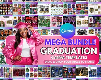 Graduation Mega Bundle Canva Templates, Class of 2026 Grad Kit, Bootleg Shirts, Fan Paddles, Newspaper, Stole, Banner, Party Favors, Décor