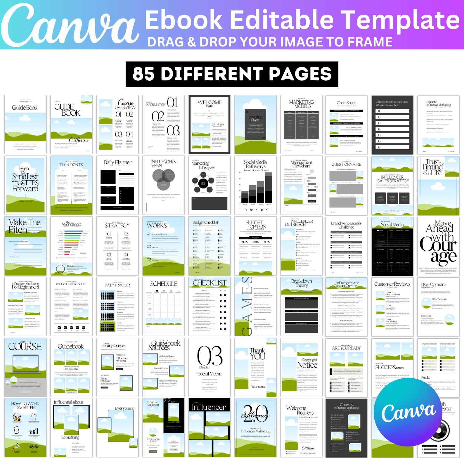 Ebook Canva Editable Template, Canva Course WorkBook Template, How to Create EBook, Lead Magnet Design, Coaching Template, Canva Drag & Drop