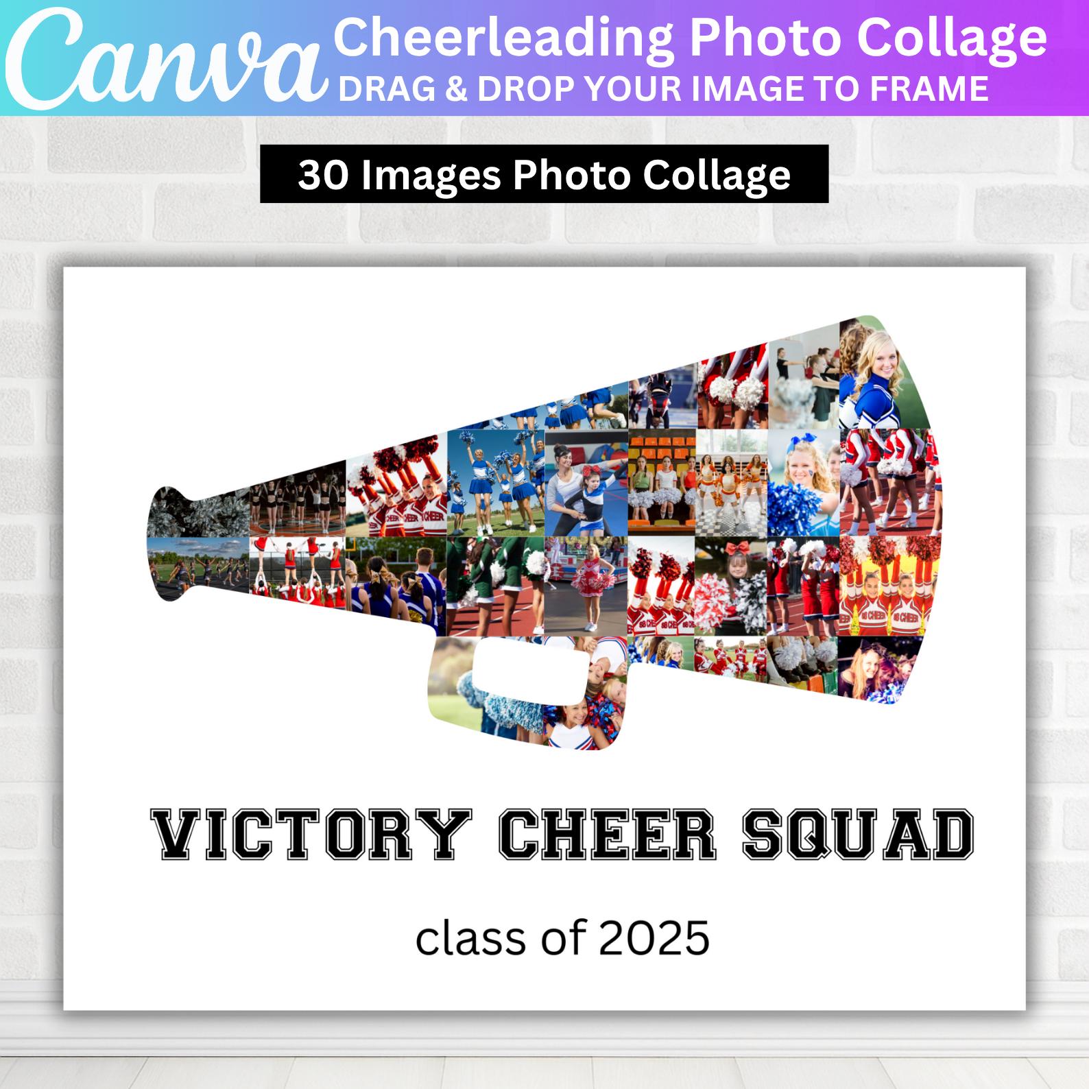 Cheer Photo Frame Cheerleader Photo Collage Canva Template, Editable Cheerleading Frame ...