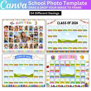 Bearbeitbare Canva Schulfotovorlage, Lehrer-Fotocollage, DIY-Klassenspeicherplatine, druckbares Schulandenken, digitaler Download