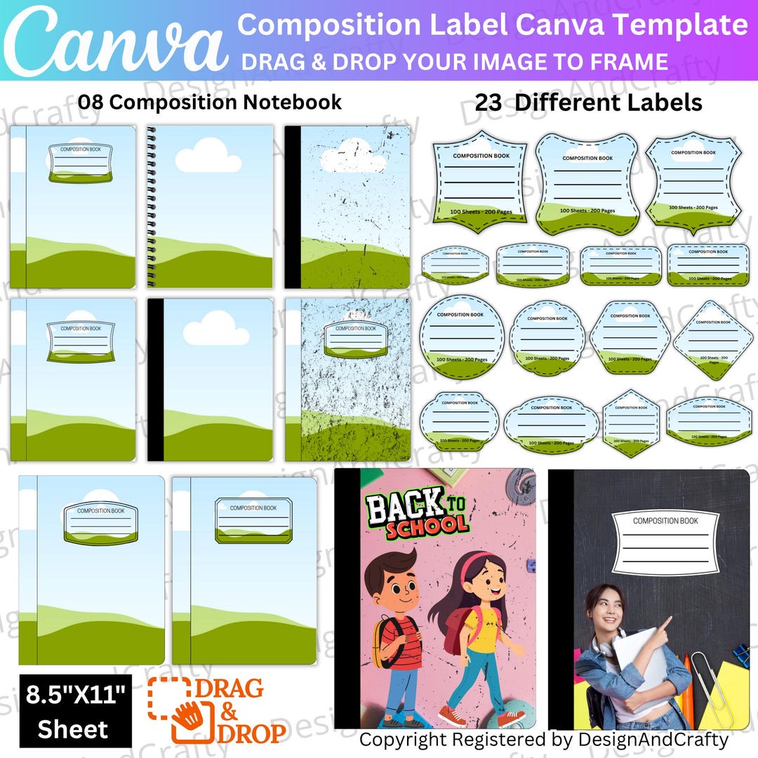 Composition Notebook Cover Template, Canva Editable Composition ...