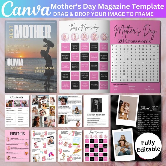 Mother's Day Magazine Canva Editable Template, Vogue Magazine For Mothers Day, Personalized Mom Gift, "Best Mom Ever" Magazine Cover Digital