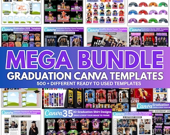 Graduation shirt canva template Mega Bundle, Graduation Editable Design,Yearbook Ad Template, Graduation Newspaper, Graduation Stole Designs