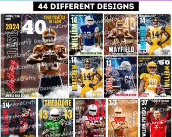 44 Football Posters Canva Editable Template, Football Senior Night Banners, Sports Background & Digital Backdrop For Senior Sport, Digital