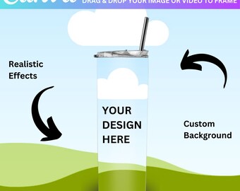 20oz Tumbler Mockup, 20oz Canva Tumbler Mockup, Drag and drop Tumbler Mockup, Full Wrap View Mockup, Canva Editable, Tumbler Mockup