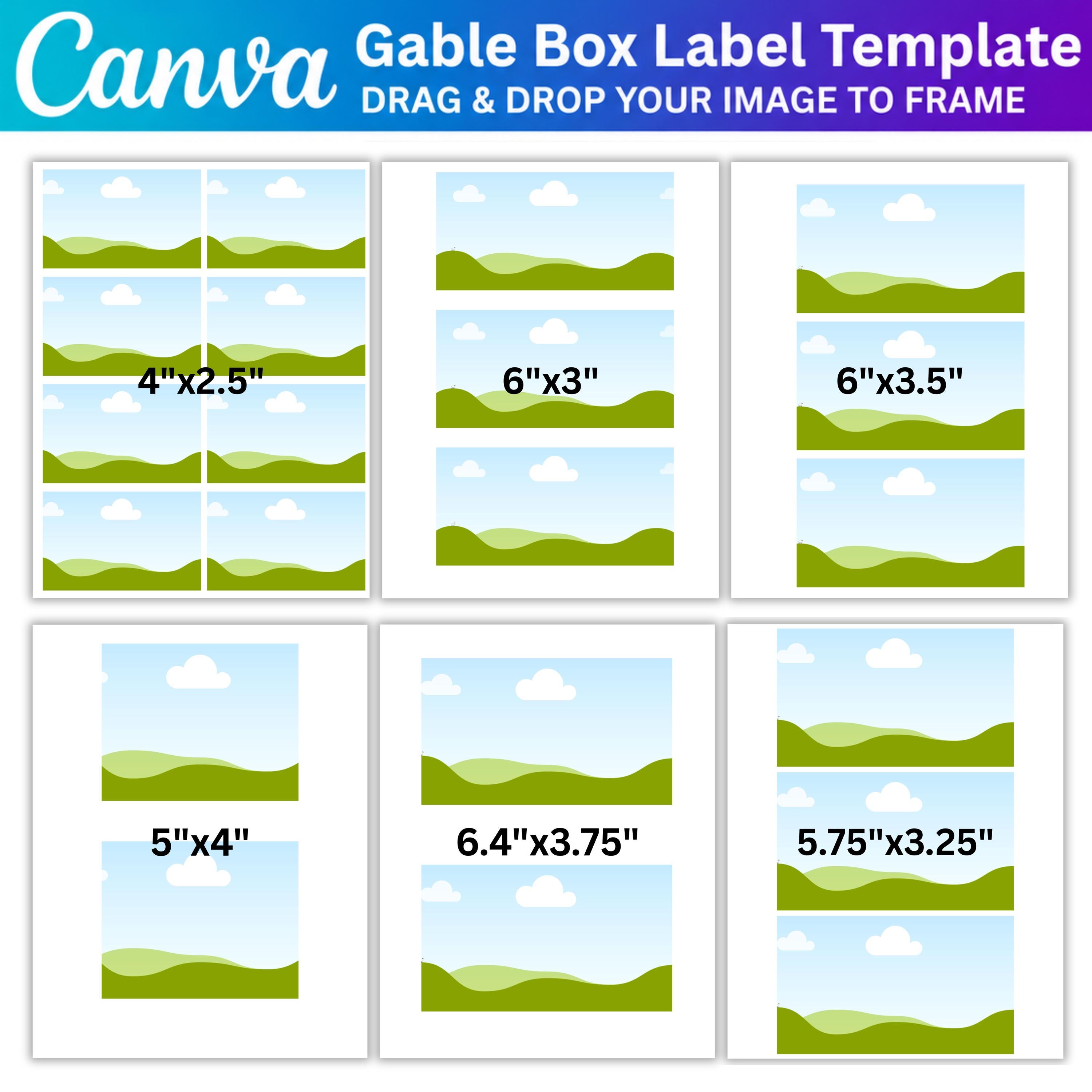 Gable Box Label Template Bundle, Canva Editable Gable Box Front Label ...