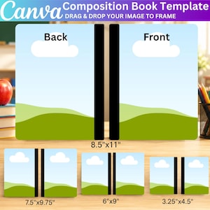 Composition Book Mockup Template, Editable Canva Notebook Mockup, Drag & Drop Back To School Cover Designs, KDP Journal , Digital  Download
