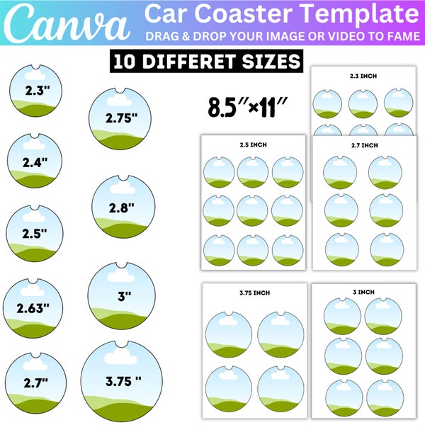 Car Coaster Template Bundle, Car Cup Coaster Template, Car Canva Template, Car Coaster Design, Sublimation Template, Editable Canva Designs