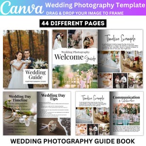 44 Wedding Magazine Canva Editable Template, Wedding  Photo Album Template, Wedding Welcome Magazine, Engagement Session Printable Canva