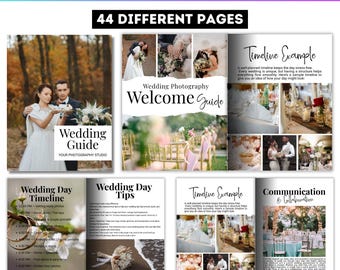 44 Wedding Magazine Canva Editable Template, Wedding  Photo Album Template, Wedding Welcome Magazine, Engagement Session Printable Canva