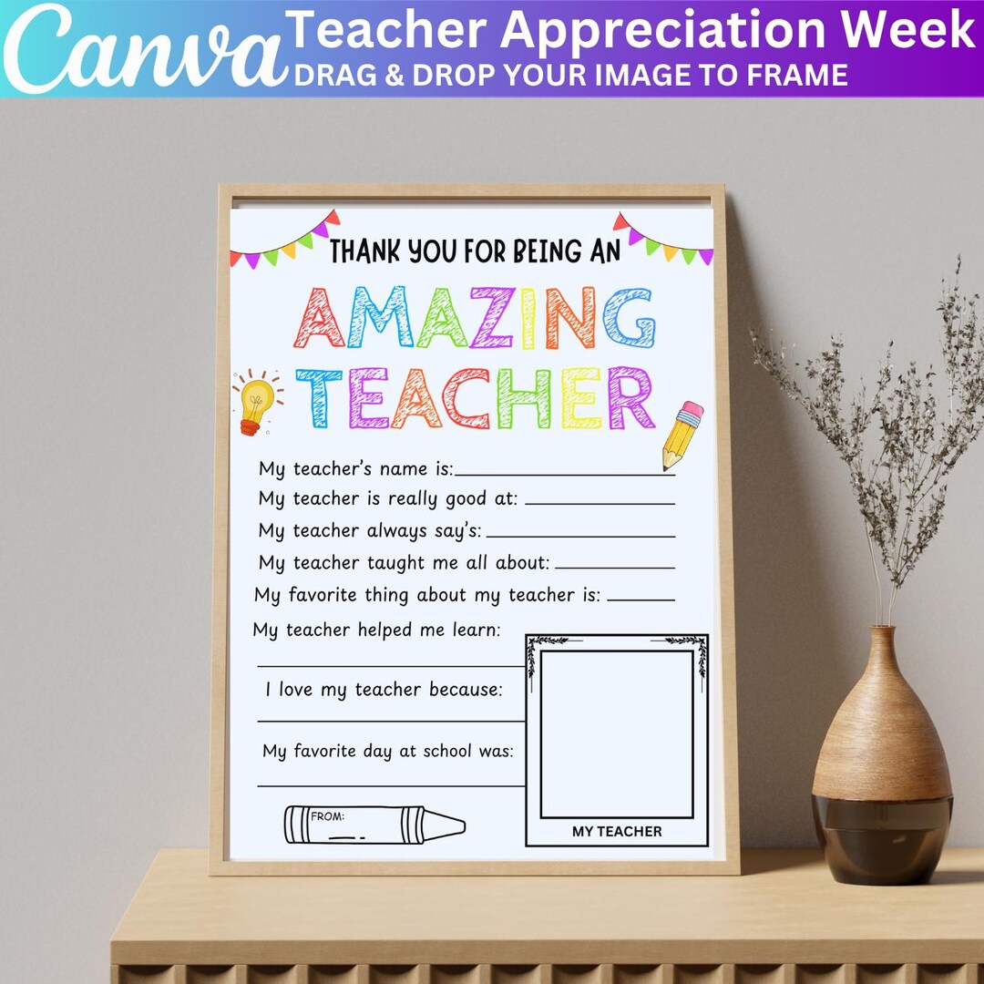 Teacher Appreciation Week Card Printable, Thank You Teacher Gift Letter ...