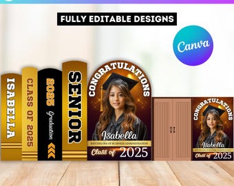 Graduation Book Decor Canva Editable Template, Graduation Panel Board, Yellow Grad Backdrop Arch Foam Board, Floor Wrap Decor Set Prom Decor
