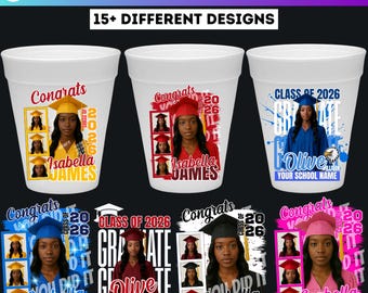 19 Graduation Styrofoam Cup Canva Editable Template, Graduation Cup Stickers Template Bundle, Customize Styrofoam Cup Canva Template Digital